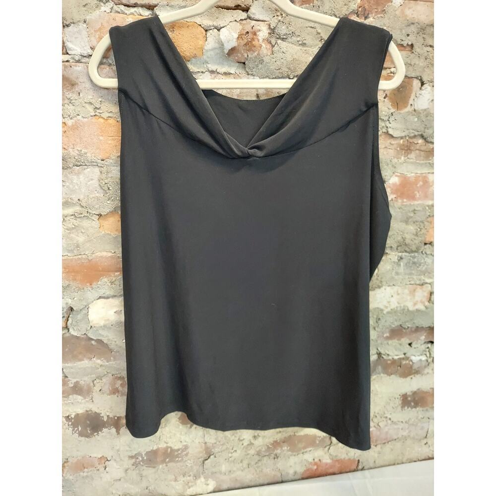 Dressbarn Woman Womens Cowl Neck Sleeveless Top Blouse Size 1X Black Stretch